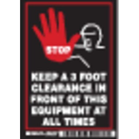 Brady No Header, Stop Keep A 3 Foot Clearance In Front Of This Equipment at All Times, 3-1/2" W x 5" H 86267