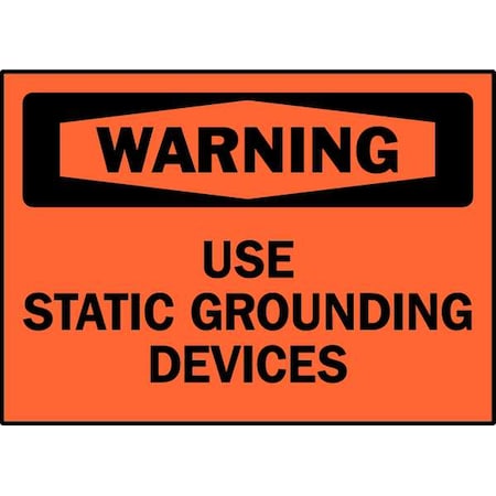 Brady Equipment Label, Warning Use Static Grounding Devices, 3 1/2 in H x, 5 in W, Vinyl 86295