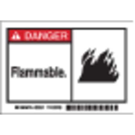Brady Danger Label, 3 1/2 in H, 5 in W, Polyester, Horizontal Rectangle, English, 86801, PK5 86801
