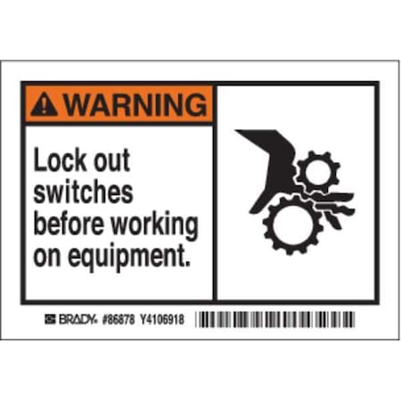 Brady Machine/Equipment Label, Instruction, PK5, 86878 86878