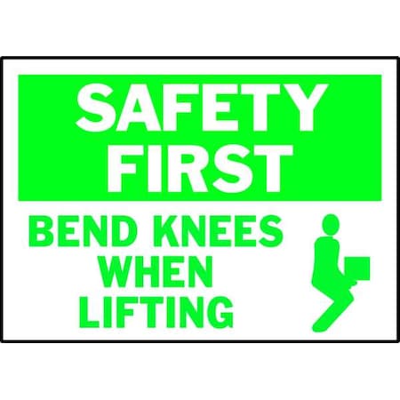 Brady Safety Label, Bend Knees When Lifting, 3 1/2 in H x, 5 in W, Polyester 86191