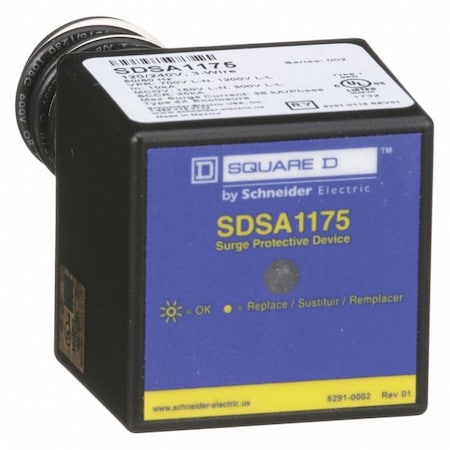 SQUARE D Surge Protection Device, 1 Phase, 120/240V AC, 2 Poles, 3 Wires, L-L/L-N, 1304 J, NEMA 4X SDSA1175