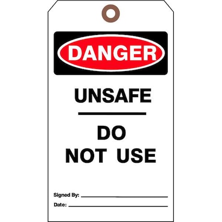 See All Industries Danger Tag, Lockout Tagout, Cardstock, 7 in H x 4 in W, White, Rectangle, 25 PK DTUF-G35
