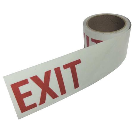 Zoro Select Floor Marking Tape, vinyl, Exit, White, 3 in W., 10 mil Thickness 3XCK9