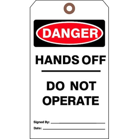 See All Industries Danger Tag, Machine and Operational, Cardstock, 7 in H x 4 in W, White, Rectangle, 25 PK DTUF-G32