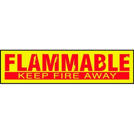 Electromark Cabinet Label, Flammable Keep Fire Away, Polyester, 12 in W, 3 1/2 in H L288S
