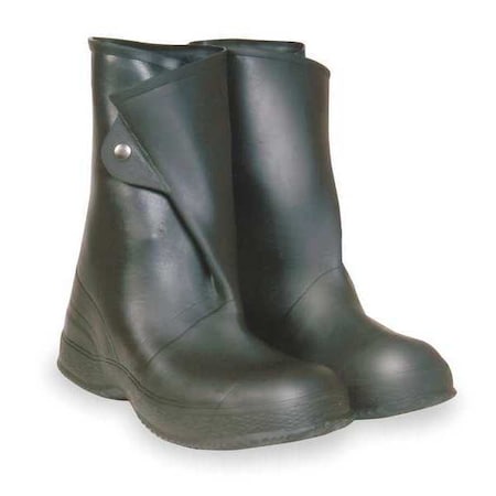 Zoro Select Overboots, Plain Toe, PVC/Vinyl, 12 in H, Snap Tab, Chevron Sole, Black, 13 (Formerly Talon Trax), PR 3XE91
