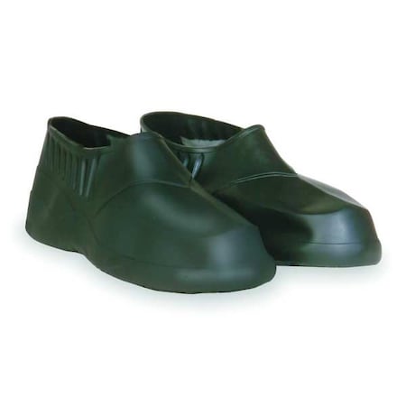 Zoro Select Overshoes, Plain Toe, PVC/Vinyl, 5 in H, Slip On, Chevron Sole, Black, XL, PR 3XE85