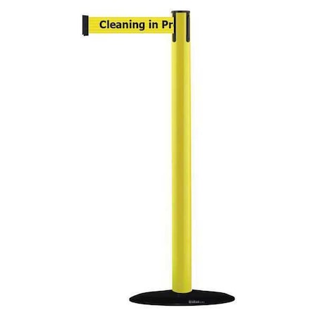 Tensabarrier Barrier Post with Belt, 7 1/2 ft Length, 38 in Post Height, Cleaning in Progress 875-35-STD-NO-YCX-C