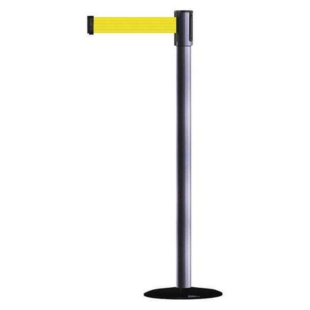 Tensabarrier Barrier Post with Belt, 7 1/2 ft Length, 38 in Post Height, No Legend 890B-33-73-73-STD-NO-Y5X-C