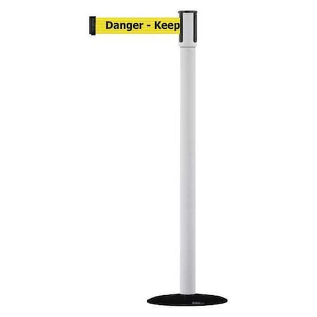 Tensabarrier Barrier Post with Belt, 7 1/2 ft Length, 38 in Post Height, Danger Keep Out 890B-33-32-32-STD-NO-YDX-C