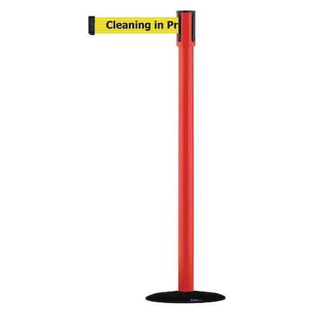 Tensabarrier Barrier Post with Belt, 7 1/2 ft Length, 38 in Post Height, Cleaning in Progress 890B-33-21-21-STD-NO-YCX-C
