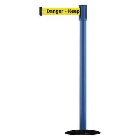 Tensabarrier Barrier Post with Belt, 7 1/2 ft Length, 38 in Post Height, Danger Keep Out 890B-33-23-23-STD-NO-YDX-C