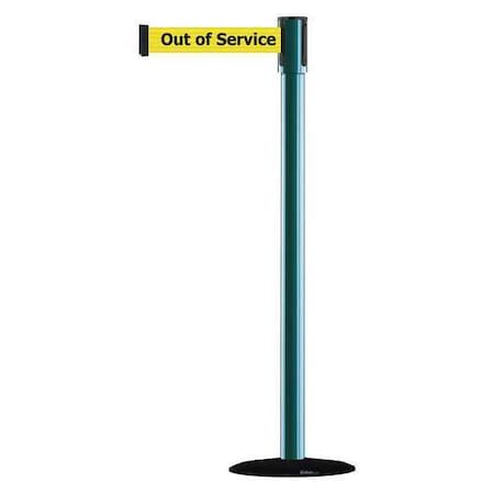 Tensabarrier Barrier Post with Belt, 7 1/2 ft Length, 38 in Post Height, Out of Service 890B-33-28-28-STD-NO-YEX-C