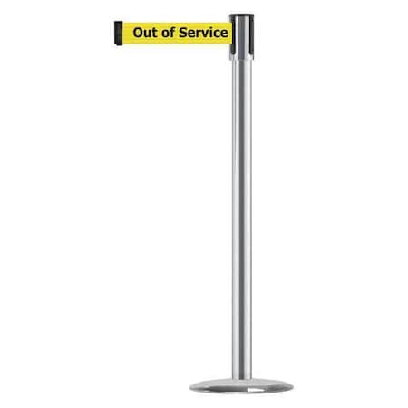 Tensabarrier Barrier Post with Belt, 7 1/2 ft Length, 38 in Post Height, Out of Service 890U-1S-1S-1S-STD-NO-YEX-C