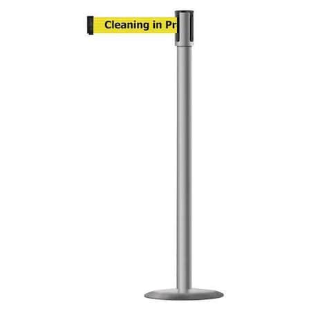 Tensabarrier Barrier Post with Belt, 7 1/2 ft Length, 38 in Post Height, Cleaning in Progress 890U-3P-3P-3P-STD-NO-YCX-C