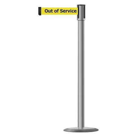Tensabarrier Barrier Post with Belt, 7 1/2 ft Length, 38 in Post Height, Out of Service 890U-3P-3P-3P-STD-NO-YEX-C