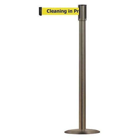 Tensabarrier Barrier Post with Belt, 7 1/2 ft Length, 38 in Post Height, Cleaning in Progress 890U-3S-3S-3S-STD-NO-YCX-C