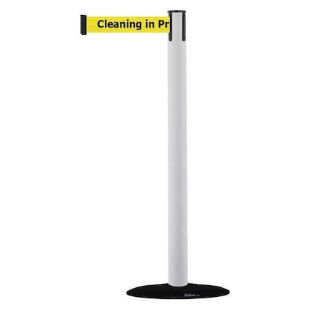 Tensabarrier Barrier Post with Belt, 7 1/2 ft Length, 38 in Post Height, Cleaning in Progress 875-32-STD-NO-YCX-C