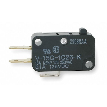 Omron Industrial Snap Action Switch, Pin, Plunger Actuator, SPDT, 15A @ 240V AC Contact Rating V-15G-1C26-K