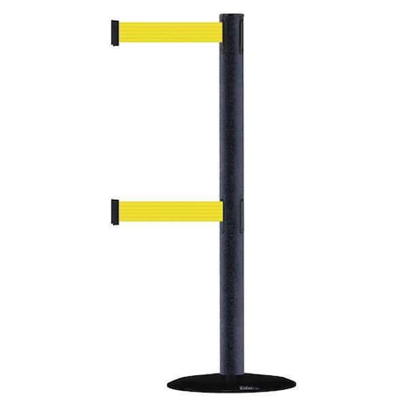 Tensabarrier Barrier Post with Belt, 7 1/2 ft Length, 38 in Post Height, No Legend 889T2B-33-89-STD-NO-Y5X-C