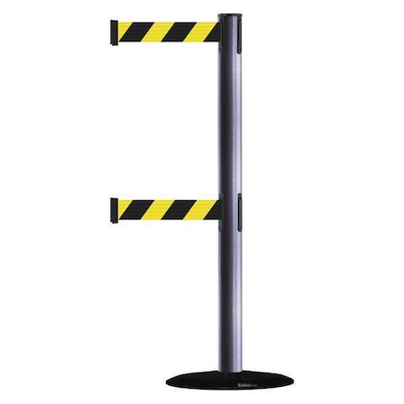 Tensabarrier Barrier Post with Belt, 7 1/2 ft Length, 38 in Post Height, No Legend 889T2B-33-73-STD-NO-D4X-C