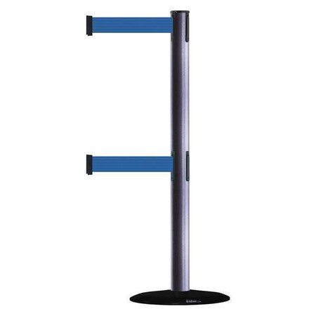 Tensabarrier Barrier Post with Belt, 7 1/2 ft Length, 38 in Post Height, No Legend 889T2B-33-73-STD-NO-L5X-C
