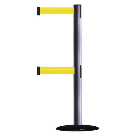Tensabarrier Barrier Post with Belt, 7 1/2 ft Length, 38 in Post Height, No Legend 889T2B-33-73-STD-NO-Y5X-C