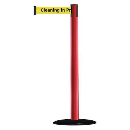 Tensabarrier Barrier Post with Belt, 7 1/2 ft Length, 38 in Post Height, Cleaning in Progress 875-21-STD-NO-YCX-C