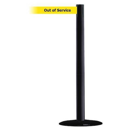 Tensabarrier Barrier Post with Belt, 7 1/2 ft Length, 38 in Post Height, Out of Service 875-33-STD-NO-YEX-C