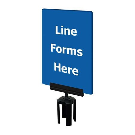 Tensabarrier Acrylic Sign, Blue, Line Forms Here S17-P-23-7X11-V-HDSB-1701-33