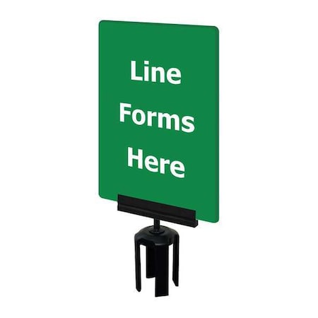 Tensabarrier Acrylic Sign, Green, Line Forms Here S17-P-28-7X11-V-HDSB-1701-33
