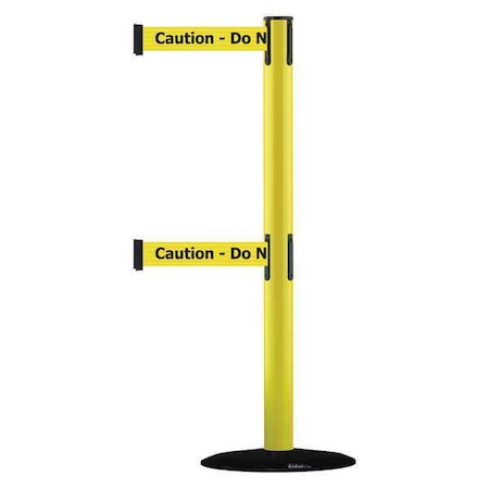 Tensabarrier Barrier Post with Belt, 7 1/2 ft Length, 38 in Post Height, Caution Do Not Enter 889T2B-33-35-STD-NO-YAX-C