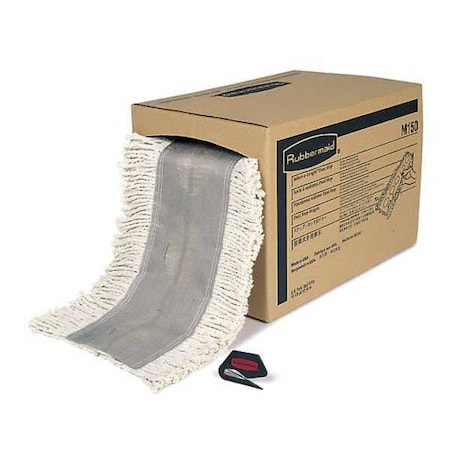 Rubbermaid Commercial 40 ft L Flat Dust Mop, Slide On Connection, Cut-End, White, Cotton FGM15000WH00