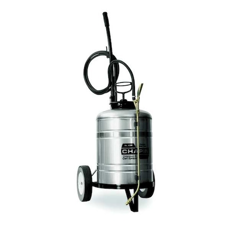Chapin 6 gal Cart Industrial Sprayer, Stainless Steel, 120 in L Hose, 18 in L Wand, 60 psi Max 6300
