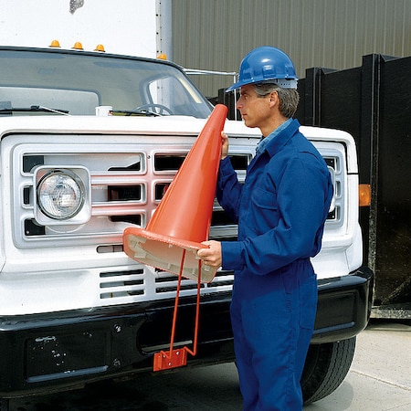 Zoro Select Vertical Mount Cone Holder, Carbon Steel, 22 in Height, 6 7/8 in Length, 2.25 lb, Silver TCH10V