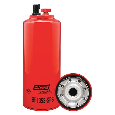 Baldwin Filters Fuel/Water Separator, 11-11/16x4-1/4 In BF1353-SPS