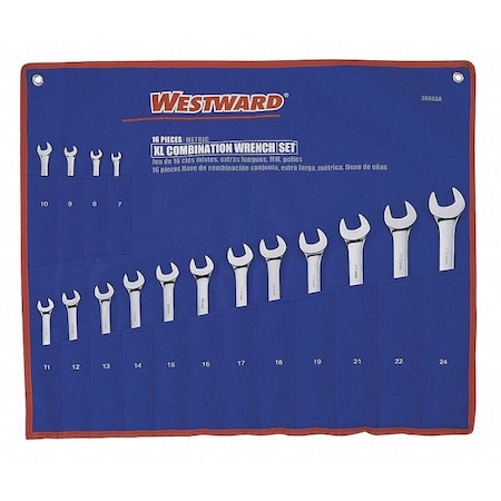 Westward Combo Wrench Set, 1/4-1-1/8 in, 7-24 mm, 32-Piece 3XU43
