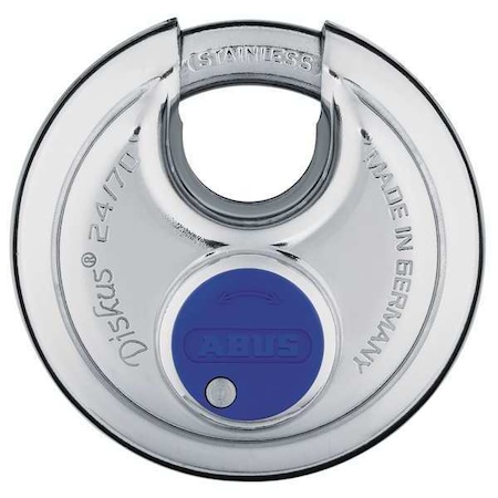 Abus Padlocks, Keyed Alike, Partially Hidden Shackle, Disc Stainless Steel Body, Stainless Steel Shackle 24IB/70 KAx2