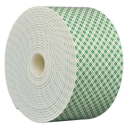 3M Double-Sided Foam Tape, 4 in W, 5 yd L, 1/8 in, Polyurethane Foam, Double-Sided 4008