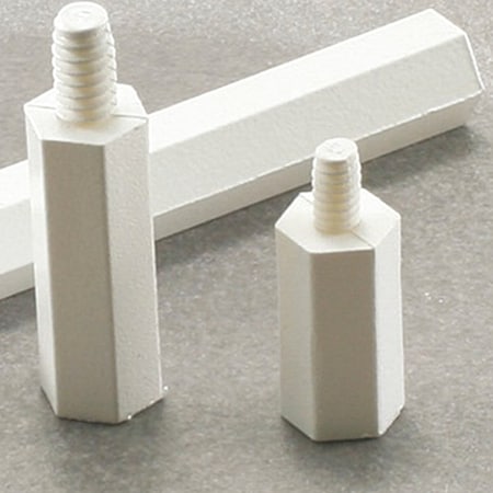 Zoro Select Hex Standoff, #6-32 Thrd Sz, 1 in L, 1/4 in Thrd L Nylon Plain, 1/4" Hex W, 10 PK 36632MF100