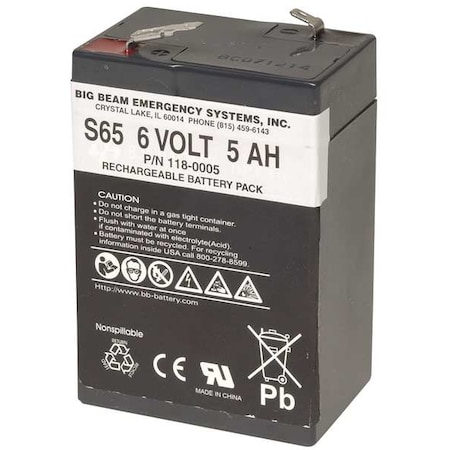 Big Beam Battery, Lead Calcium, 6V, 4.6Ah S65