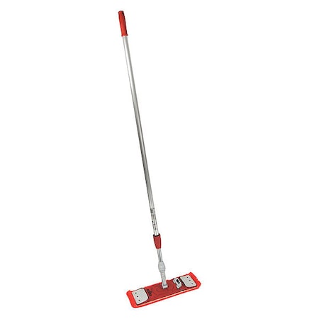 Unger Flat Mop Kit, 60 in L, Clamp On Connection, Cut-End, Red, Aluminum/Microfiber/Plastic SMCMR