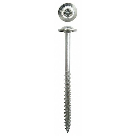 Zoro Select Wood Screw, Zinc-Plated Steel Round Washer Head Square Drive, 1000 PK 3YGH3