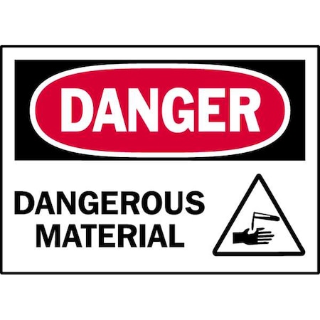 Brady Warning Label, Dangerous Material, Polyester, 5 in W, 3 1/2 in H 86124