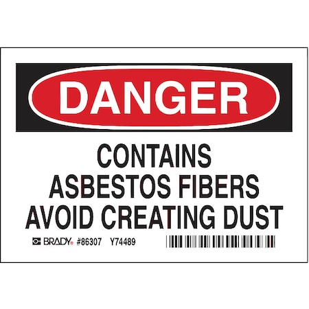 Brady Equipment Label, 3 1/2 in H, 5 in W, Polyester, Horizontal Rectangle, English, 86307, PK5 86307