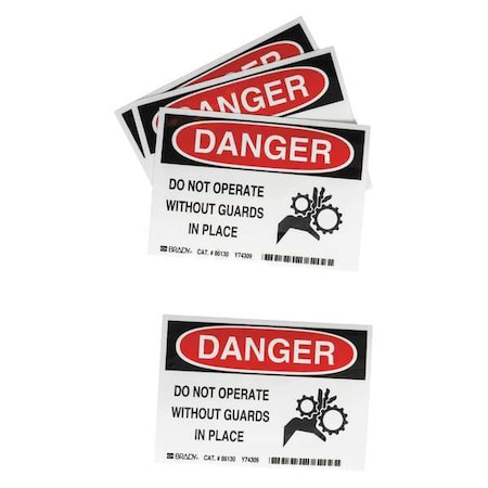 Brady Equipment Label, 3-1/2 In. H, PK5, 86130 86130
