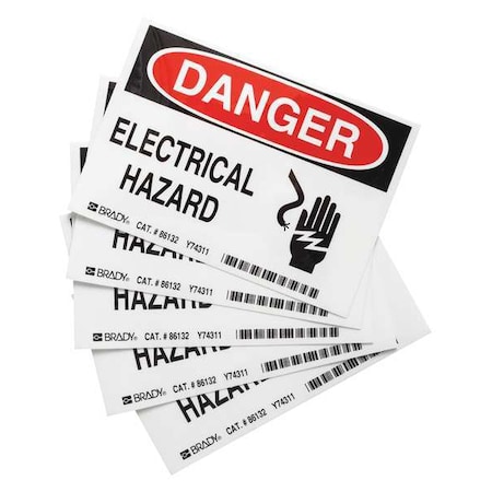 Brady Equipment Label, 5 In. W, PK5 86132