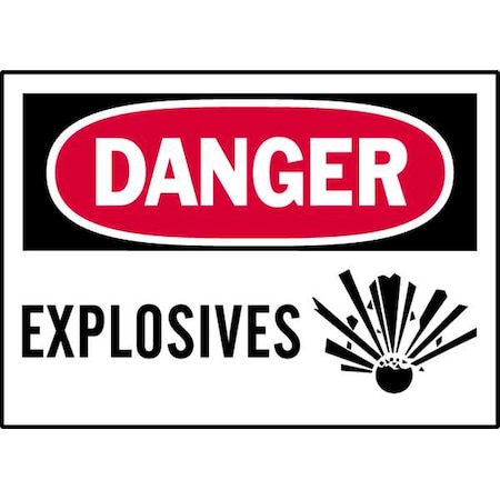 Brady Danger Label, 3 1/2 in H, 5 in W, Polyester, Horizontal Rectangle, English, 86133, PK5 86133