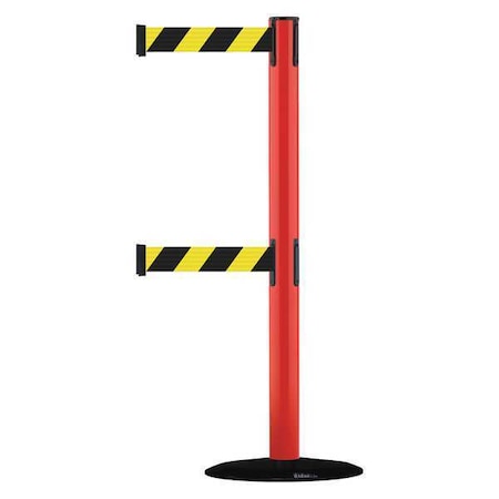 Tensabarrier Barrier Post with Belt, 7 1/2 ft Length, 38 in Post Height, No Legend 889T2B-33-21-STD-NO-D4X-C